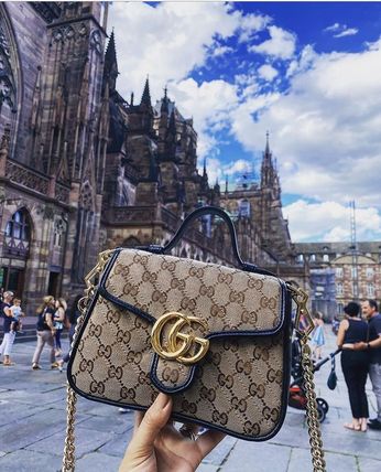 GUCCI GG Marmont Monogram Casual Style Leather Elegant Style Logo 