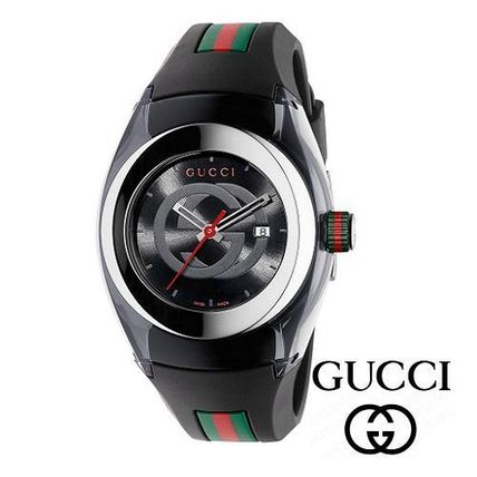 GUCCI Unisex Silicon Round Quartz Watches Stainless Analog Watches 