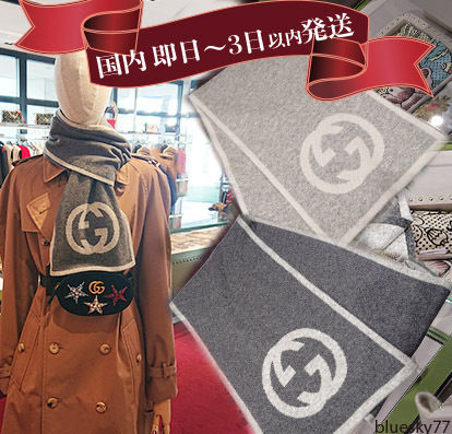 GUCCI Unisex Cashmere Logo KnitFur Scarves 548247 