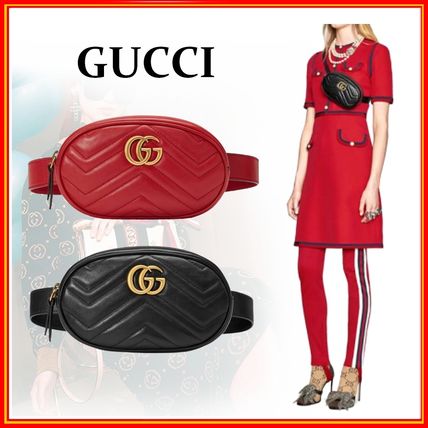 GUCCI GG Marmont Casual Style 2WAY Leather Elegant Style Crossbody Logo 