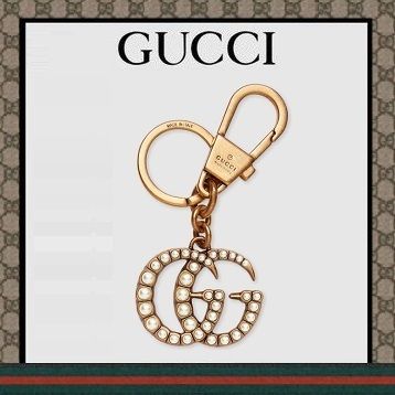 GUCCI Double G With Pearls Keychain 476428 