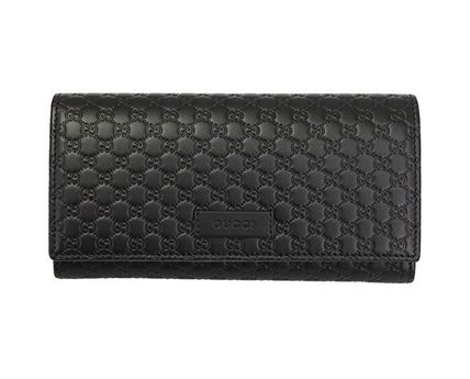 GUCCI Leather Logo Long Wallets 