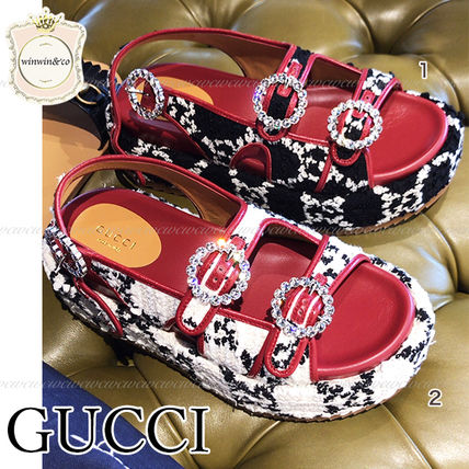 GUCCI Open Toe Platform Casual Style Shoes 