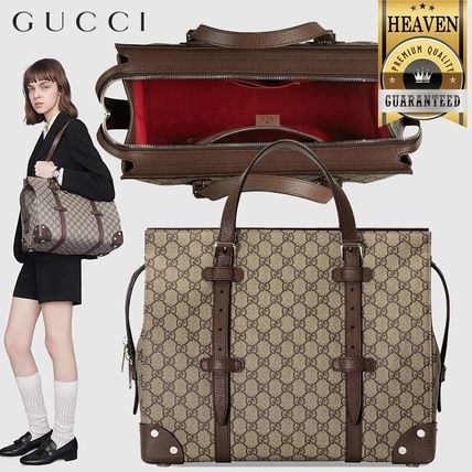 GUCCI 2020 21AW Gg Tote Bag With Leather Details