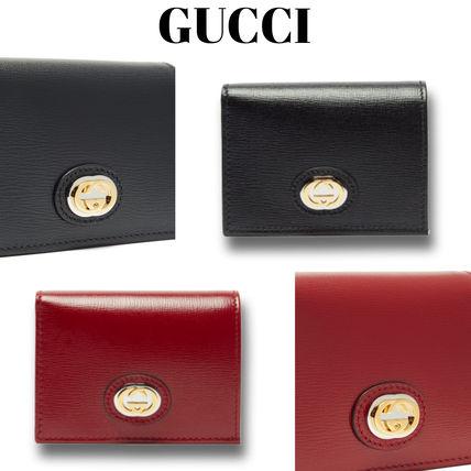 GUCCI GG Marmont 2020 SS Plain Leather Folding Wallet Small Wallet Logo 