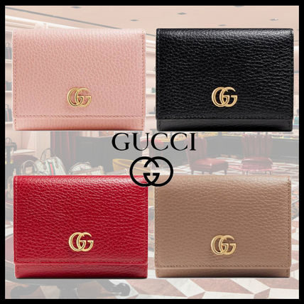 GUCCI 2019 SS Unisex Plain Leather Folding Wallet Logo Folding Wallets