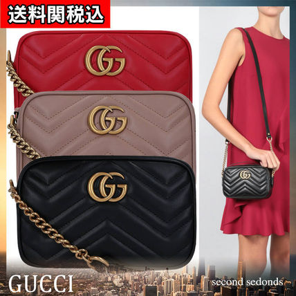 GUCCI GG Marmont 2020 SS Calfskin Plain Leather Shoulder Bags