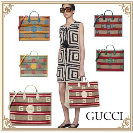 GUCCI 2020 21AW Stripes 2WAY Logo Totes