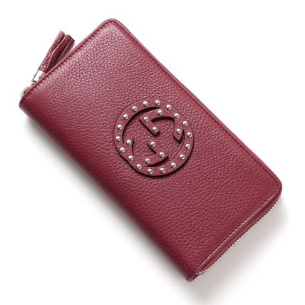 GUCCI 2016 SS Tassel Plain Leather Long Wallets 