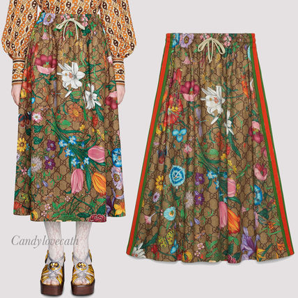 GUCCI 2020 SS Gg Flora Print Jersey Skirt 609954 609954 XJB9I 2103 