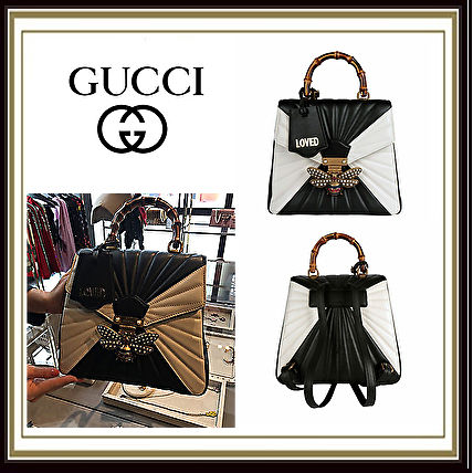 GUCCI Casual Style Blended Fabrics 2WAY Leather Elegant Style Logo 