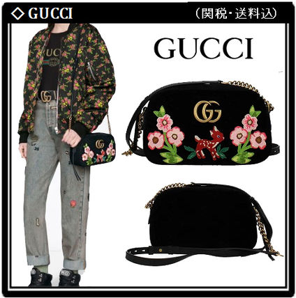 GUCCI Flower Patterns Elegant Style Crossbody Logo Shoulder Bags 
