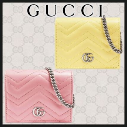 GUCCI GG Marmont 2020 SS Unisex Chain Leather Folding Wallet Small Wallet 625693 DTD1P 7412 625693 DTD1P 5815 