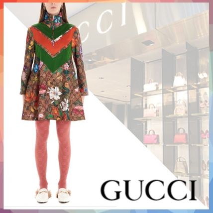 GUCCI 2020 SS Short Flower Patterns Monogram Flared Long Sleeves 598757 XJB9B 2103 