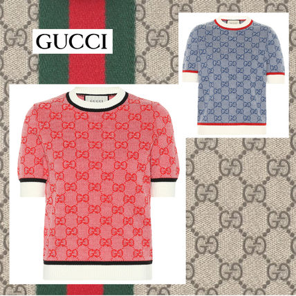 GUCCI 2019 20AW Crew Neck Cotton Medium Short Sleeves Logo 