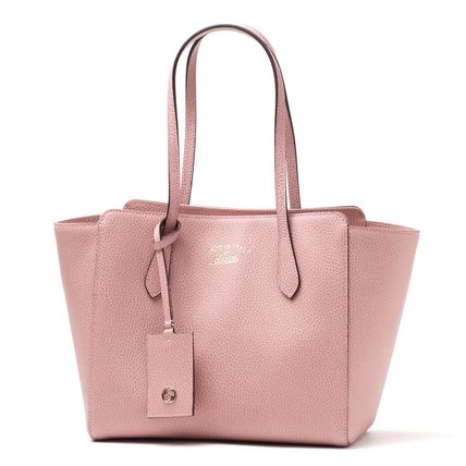 GUCCI Casual Style Plain Leather Totes 