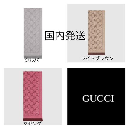 GUCCI 2018 19AW Gg Jacquard Pattern Knitted Scarf