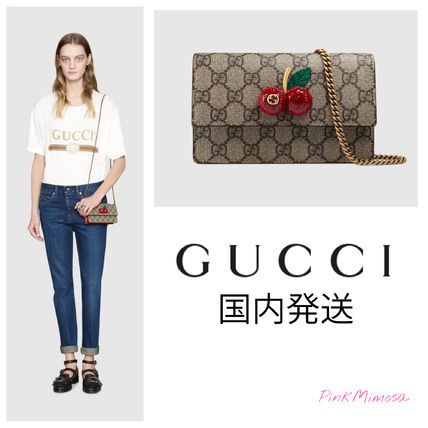 GUCCI 2019 20AW Gg Supreme Mini Bag With Cherries 481291 K9GXT 8694 