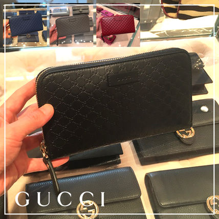 GUCCI Leather Long Wallet Logo Long Wallets 