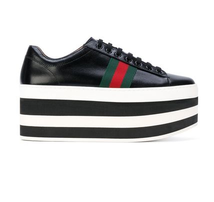 GUCCI 2018 SS Platform Plain Leather PlatformWedge Sandals 