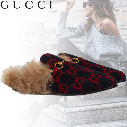 GUCCI Princetown 2020 Cruise Monogram Rubber Sole Casual Style Blended Fabrics Plain 