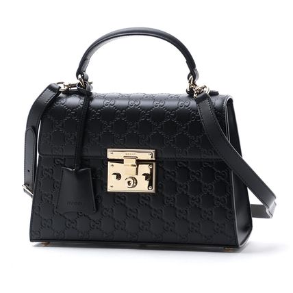 GUCCI 2017 18AW 2WAY Plain Leather Handbags 