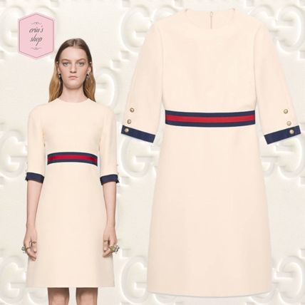 GUCCI 2018 19AW Wool Blended Fabrics Plain Medium Short Sleeves 