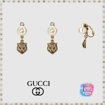 GUCCI 2020 SS Feline Earrings With Resin Pearls 434727I73588062 