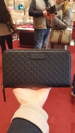 GUCCI Plain Leather Bridal Logo Long Wallets 