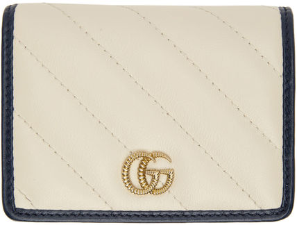 GUCCI GG Marmont 2020 SS Unisex Plain Leather Folding Wallet Bridal Logo 