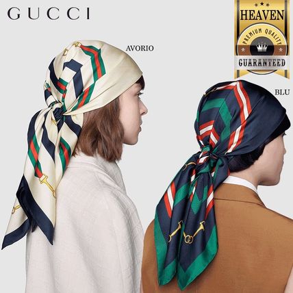 GUCCI 2020 21AW Interlocking G Horsebit Silk Scarf