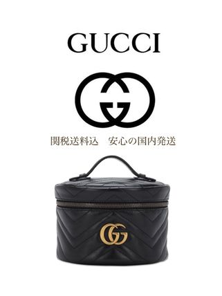 GUCCI GG Marmont 2020 21AW Vanity Bags Plain Leather Logo Bags 