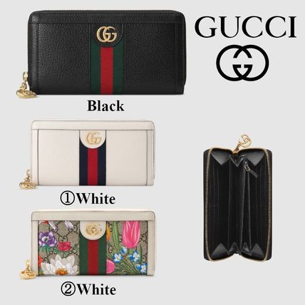 GUCCI Ophidia 2019 SS Stripes Leather Long Wallet Logo Long Wallets 