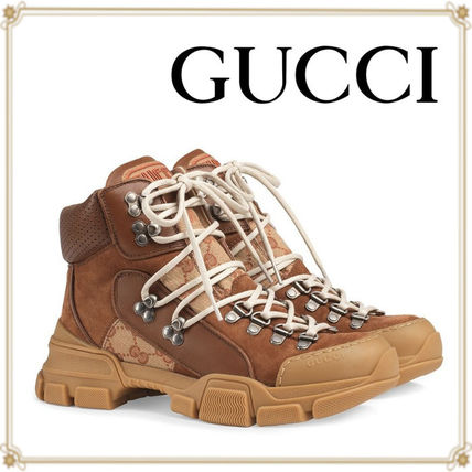 GUCCI 2019 20AW Rubber Sole Lace up Casual Style Suede Street Style Plain 