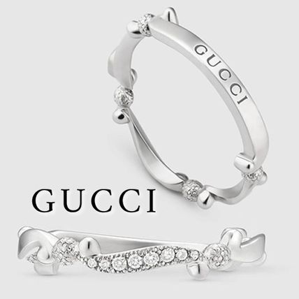 GUCCI Unisex Platinum Elegant Style Rings 
