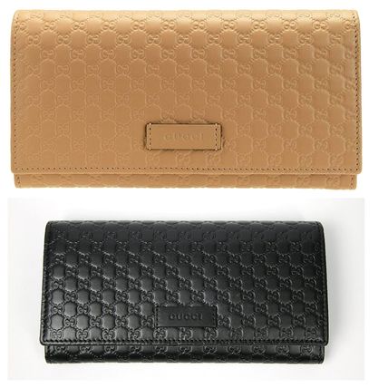 GUCCI 2018 19AW Monogram Unisex Plain Leather Folding Wallet Logo 449396 BMJ1G 5806 