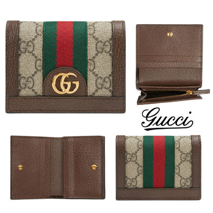 GUCCI Ophidia 2018 SS Stripes Canvas Folding Wallet Folding Wallets 