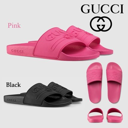 GUCCI 2019 SS Open Toe Rubber Sole Casual Style Logo Sandals