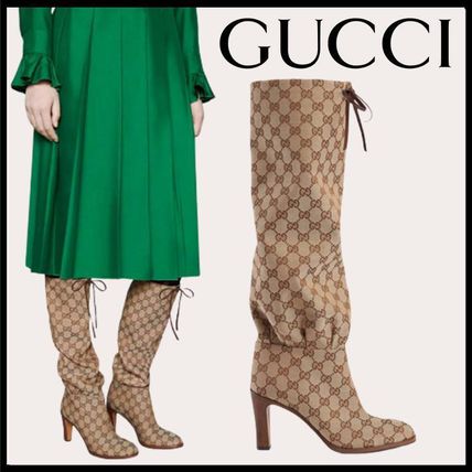 GUCCI 2019 20AW Monogram Casual Style Logo High Heel Boots