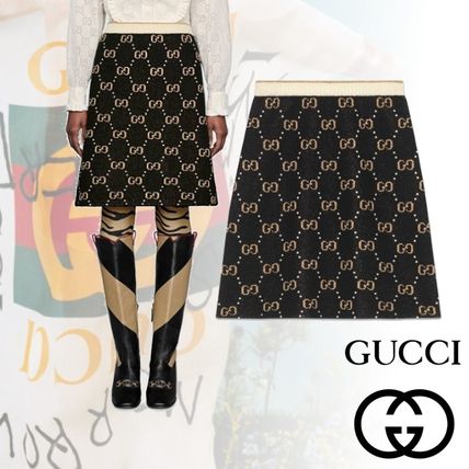 GUCCI 2020 SS Flared Skirts Short Monogram Wool Medium Party Style 579865 XKAW3 1182 