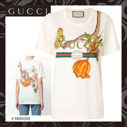GUCCI Flower Patterns Henry Neck Other Animal Patterns Cotton 