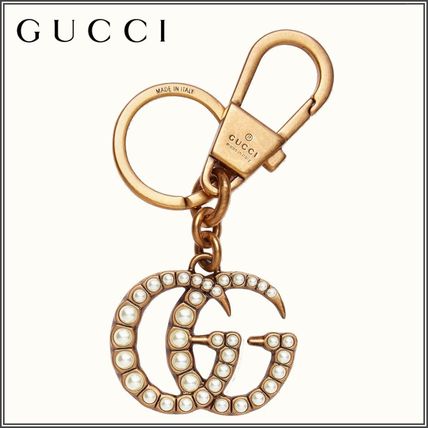GUCCI Double G With Pearls Keychain 476428 JCFAT 8817 