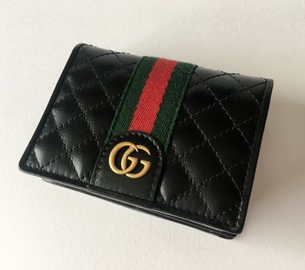 GUCCI Blended Fabrics Leather Small Wallet Logo Folding Wallets 536453 