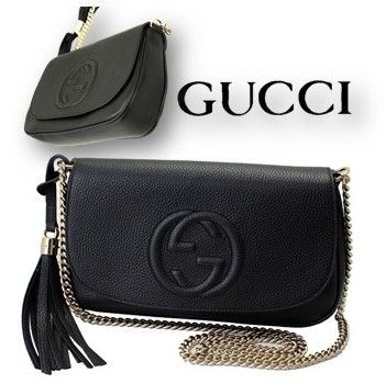GUCCI Soho Tassel Plain Leather Fringes Elegant Style Crossbody 