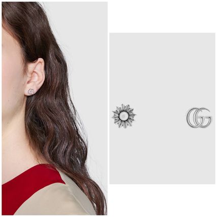 GUCCI 2018 19AW Unisex Flower Silver Earrings 