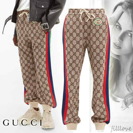 GUCCI GG Supreme 2020 SS Printed Pants Stripes Monogram Casual Style Street Style 