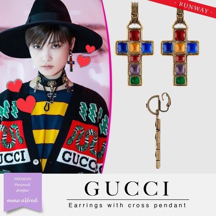 GUCCI Cross Elegant Style Earrings 