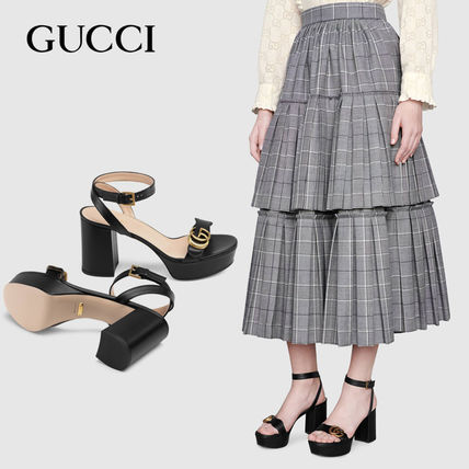 GUCCI 2020 SS Casual Style Street Style Leather Block Heels Office Style 