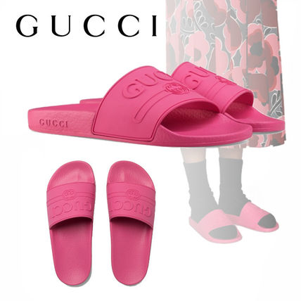 GUCCI Rubber Sole Casual Style Shower Shoes Logo Flat Sandals 525140JCZ005516 