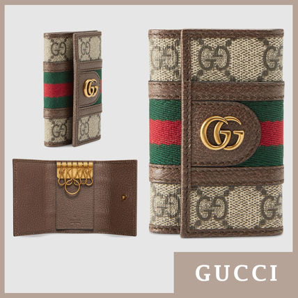GUCCI Ophidia Unisex Plain Leather Logo KeychainsBag Charms 
